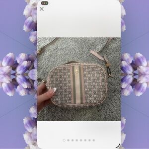Tory Burch Pink and Beige Patterned Crossbody Bag